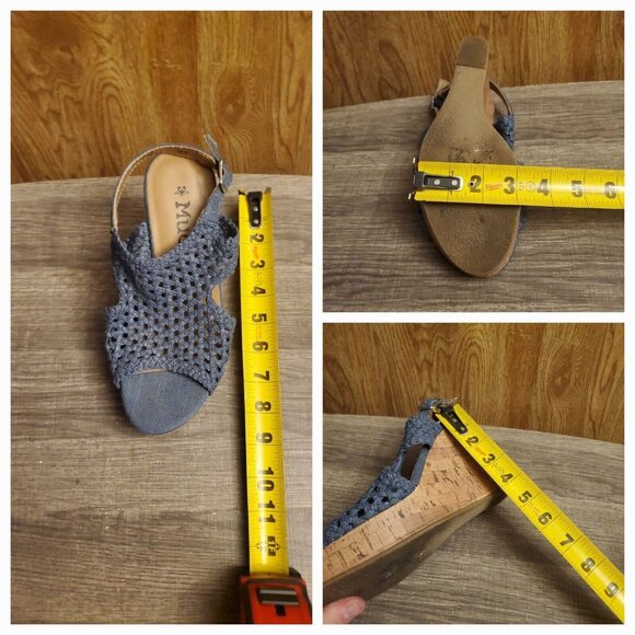 Mudd Casual Woven Strappy Slingback Wedge Sandals Womens Size 6.5 Blue - Picture 11 of 11